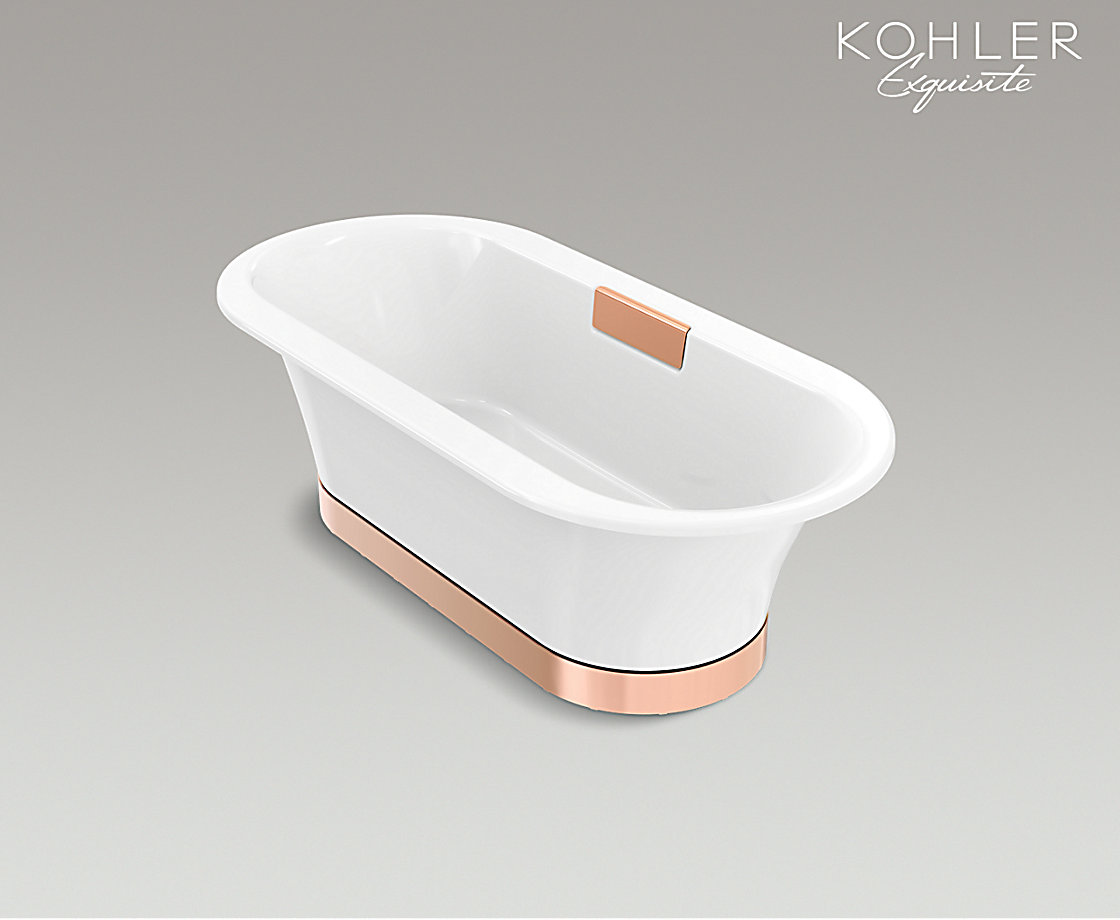 拂樂1.7米獨立式鑄鐵浴缸(玫瑰金裙邊)