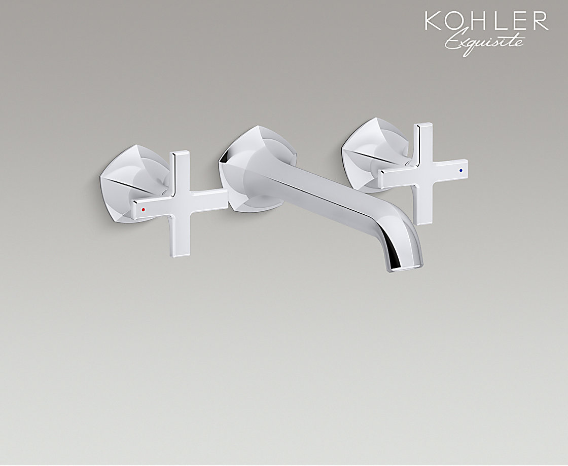 凱詩雙把墻出水臉盆龍頭_不含閥芯(十字型把手)